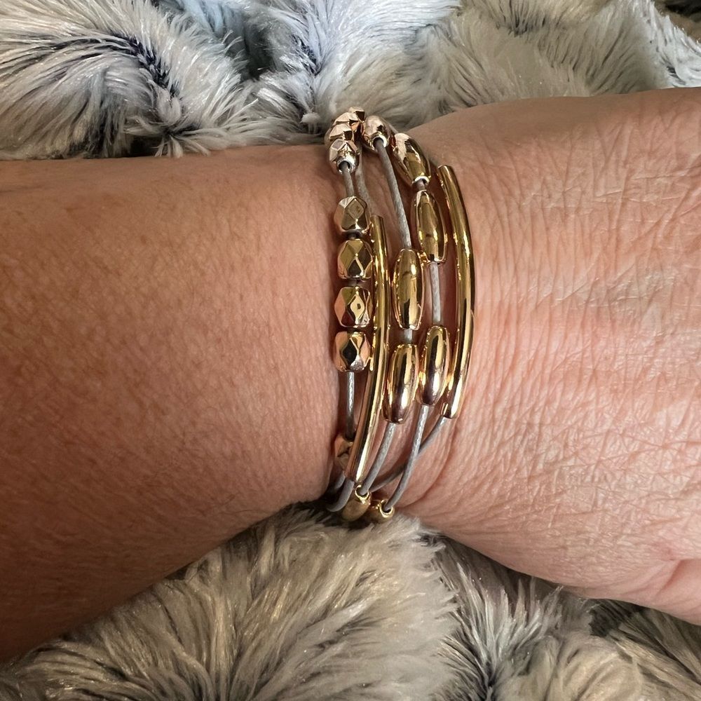 Avon Gold and Silver Cord Layered Bracelets
